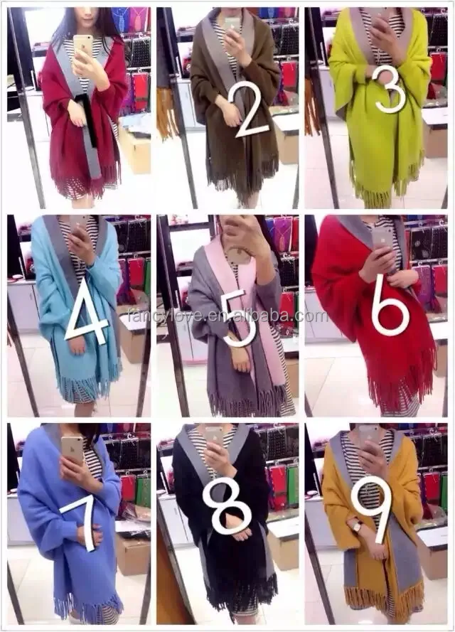 
Fashion cashmere scarf in stock heavy ladies winter shawls ponchos 