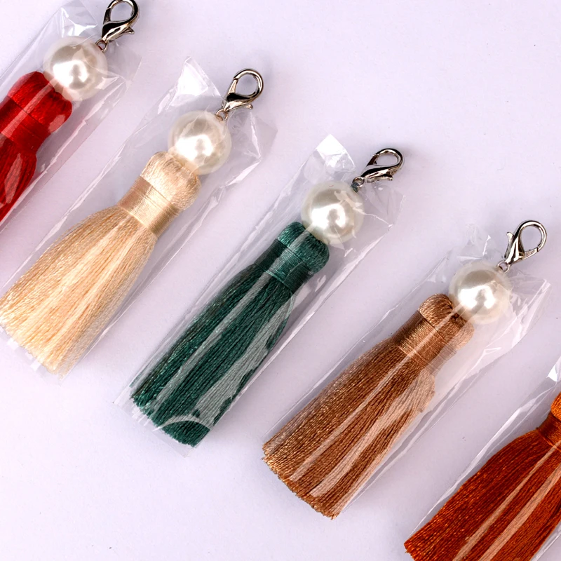 LONGJIE  charm manual craft colorful silk thread keychain tassel for bag