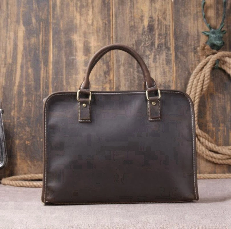 Dreamtop DTG006 hot sale business office laptop handbag vintage young mens briefcase cow leather bag