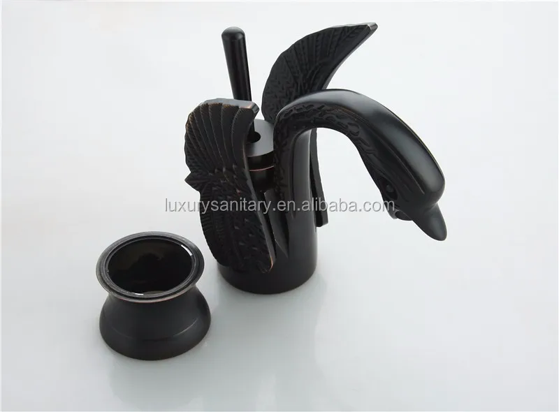 brass oil rubbed bronze black color classic Artistic swan animal basin faucet tap mixer