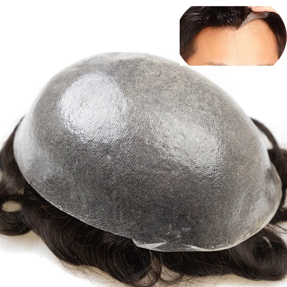 
Super Thin Skin 0.02-0.03mm Type 2 durable base 100% Real Human Hair Men Toupee Cheap Stock Piece for Men 