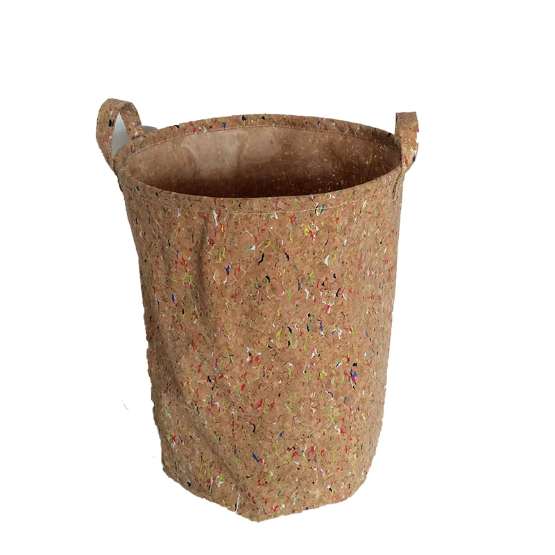 Wooden Fabric Cork Folding Baskets With Waterproof Handle Laundry Hamper For Sundries Clothes