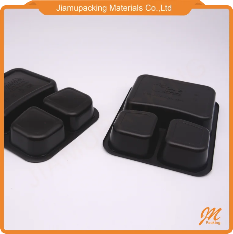 Frozen 3 compartment microwave disposable plastic food container or tray packaging