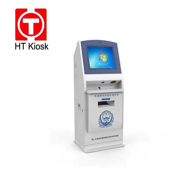 19 23 32 inch touch screen Ticket kiosk with A4 printer kiosk School kiosk Card dispenser reader self service terminal machine