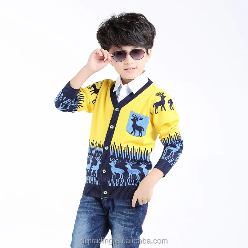 
Custom baby Middle aged and teenager boys wool fleece lining cardigan christmas sweaters reindeer for kids 