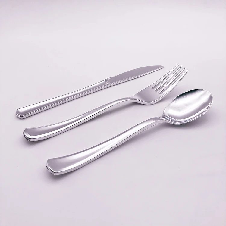 Heavy Duty Bulk Disposable Flatware Elegant Plastic Silverware Set gold plastic cutlery for Catering Events