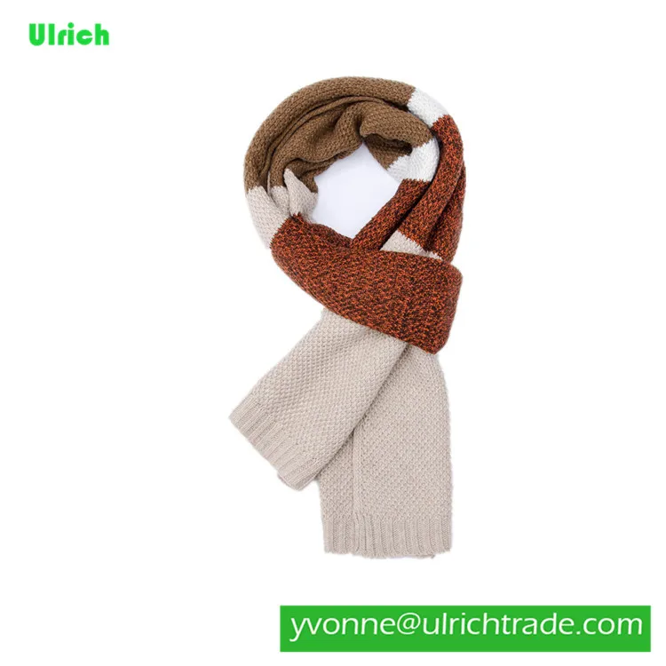KD103 Fashion hot style knitted jacquard woollen men scarf