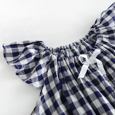 new arrival bodysuit organic cotton baby romper summer bodysuits gingham flutter pajamas
