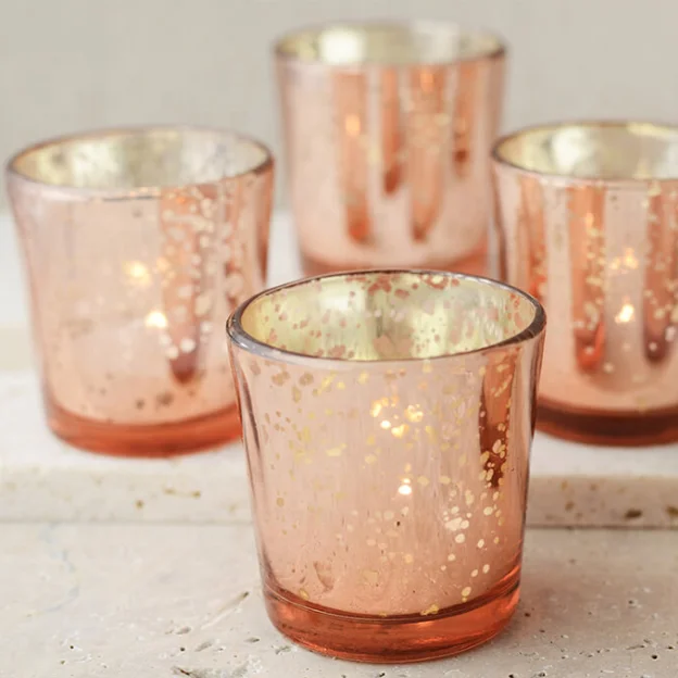 Hot selling mini glass mosaic tealight candle holders wedding decorative glass candles jars with lids