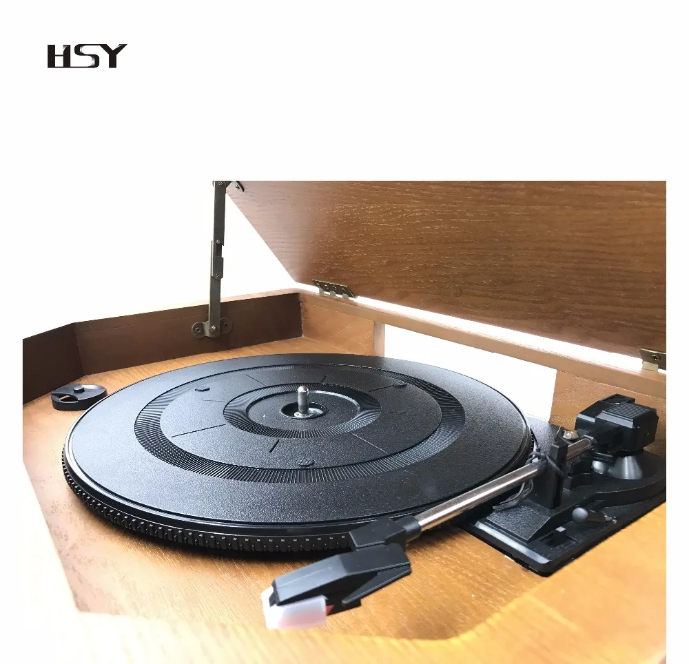 Shenzhen factory wholesale retro wooden turntable cassette player with usb am/fm radio