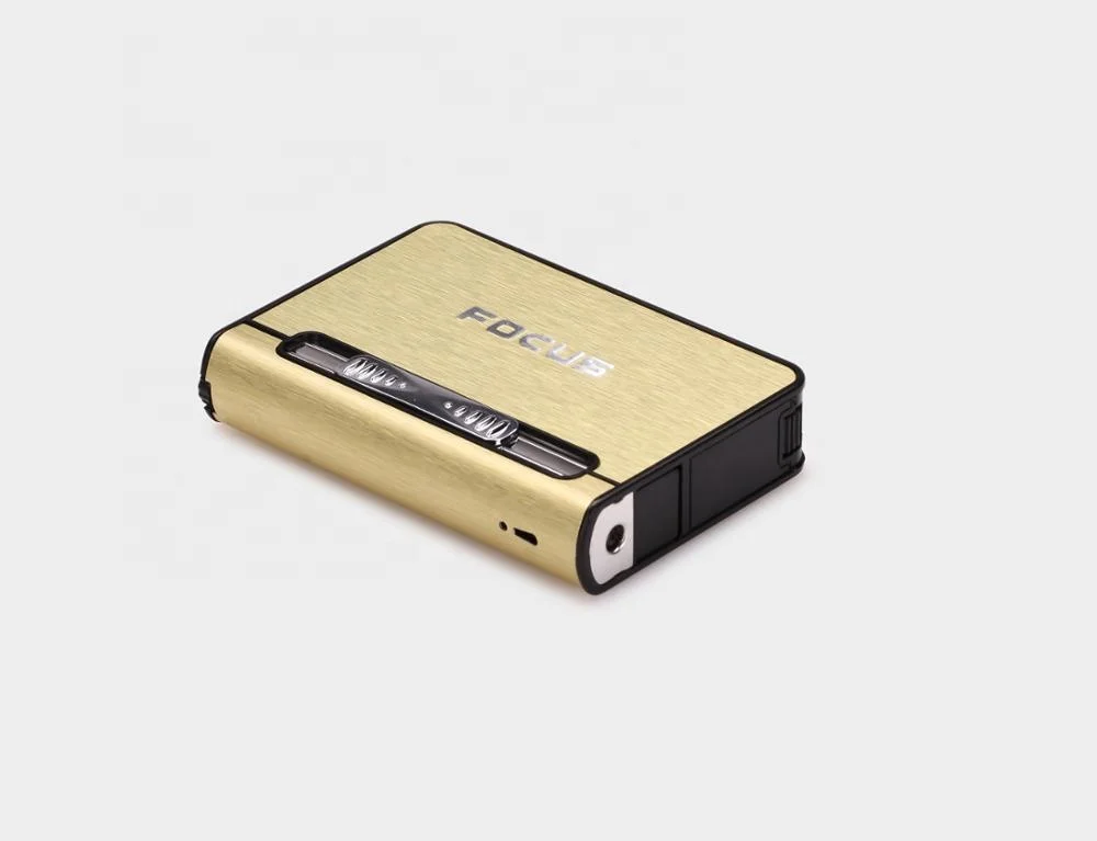 FOCUS wholesales red flame cigarette lighter box for cigarettes with lighter, automatic cigarettes case