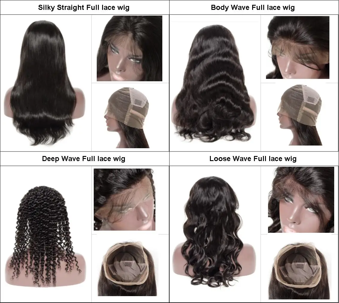 
No glue no tape 14inch 100% brazilian full lace human hair wig wholesale 