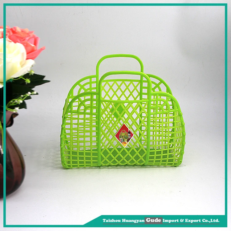 Factory supply Small Plastic Folding Basket With Hand hanging collapsible basket