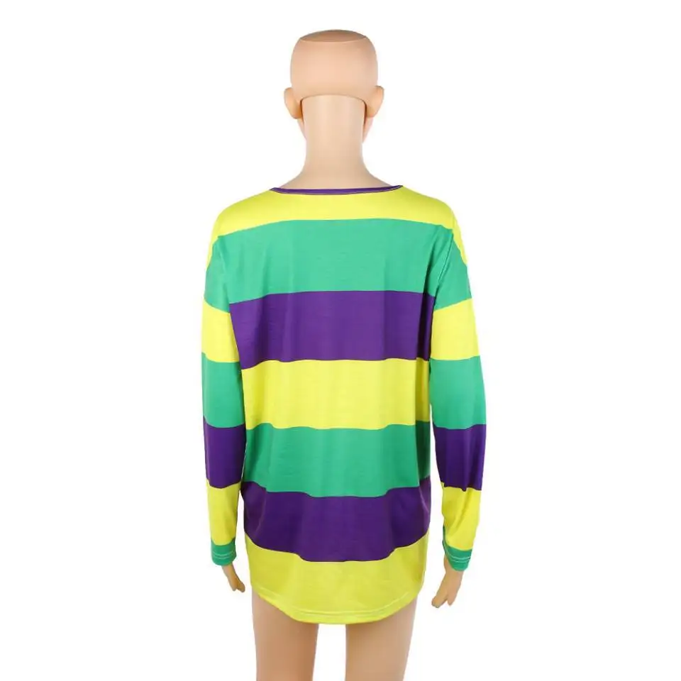 
Wholesale Mardi Gras Shirts 3 Colors Classic Striped Long Sleeve T-Shirt 