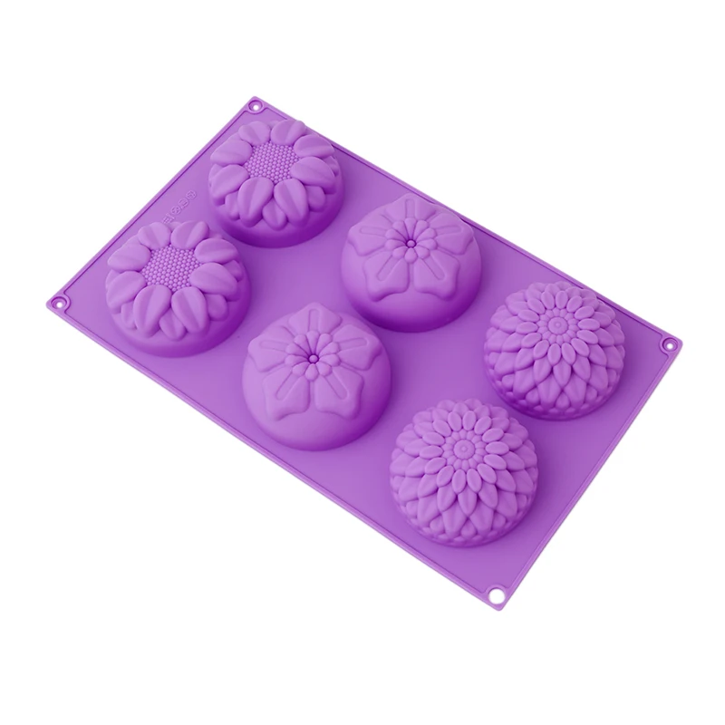 6 Lattice Silicone Mold 3D Sunflower Flower Form Jelly Donuts Pudding Molds DIY Soap Fondant Baking Fondation Decoration Tools