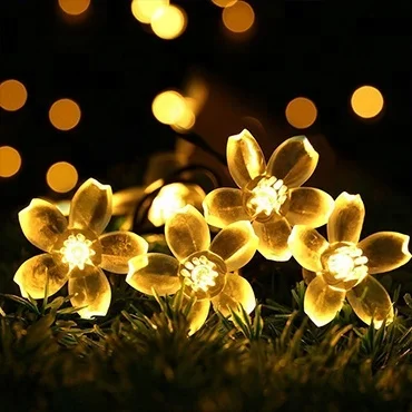 Christmas day outdoor waterproof light flower string LED solar holiday light string garden lighting decorative