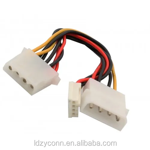 Molex 4-Pin to Molex 4-Pin and Floppy Disk Drive Power Cable