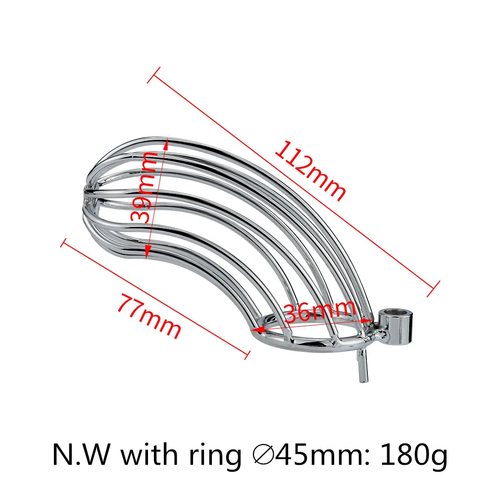 Bondage Gear Stainless steel Male chastity device cage cock cage with 3 sizes penis rings