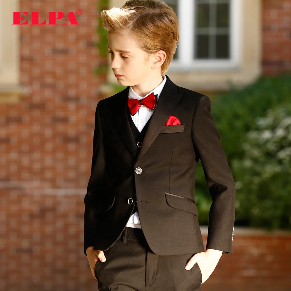 
ELPA designer 3 piece kids boys black formal tuxedo party wedding ceremonial suits set for children boys 