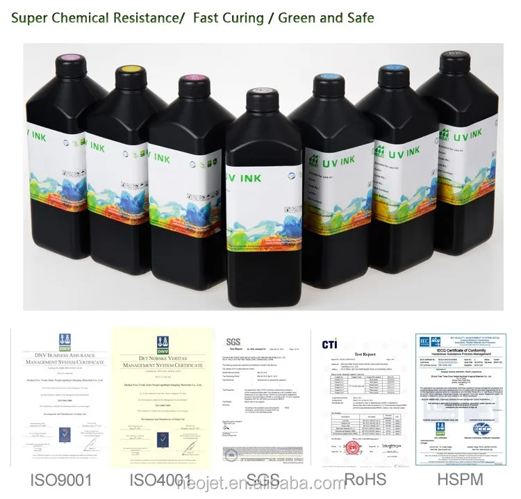 Print-Rite better 1 liter uv curable ink for industrial Ricoh gen 5 head uv flatbed direct printer reflective ink