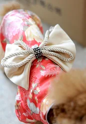 Japan Style Pet Cat Kimono small flower pet clothes dog cat kimono with Big bowknot Dress up necessary For Small Dog Cat