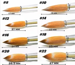 #6 #8 #10#12 High Quality 100% Kolinsky Acrylic Nail Brush for Lady Nail Art