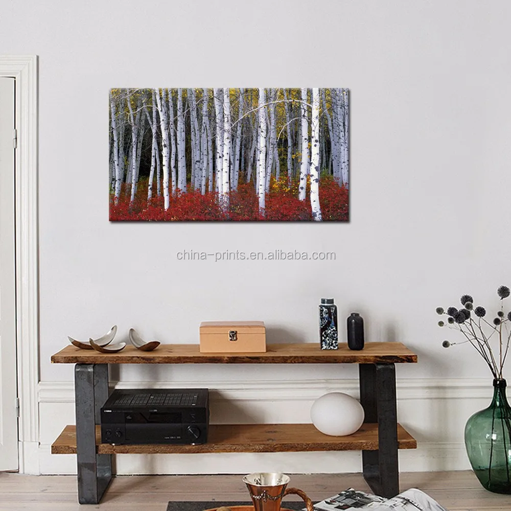 Lavender Forest Canvas Print/Silver Birch Tree Wall Picture/Dropship Landscape Canvas Painting