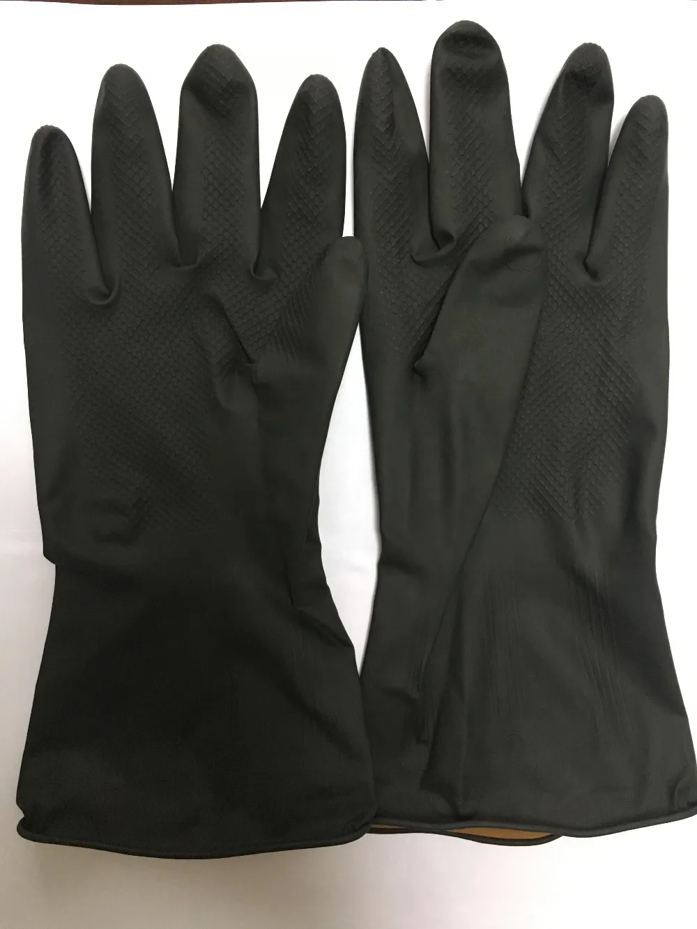 protective industrial rubber gloves black