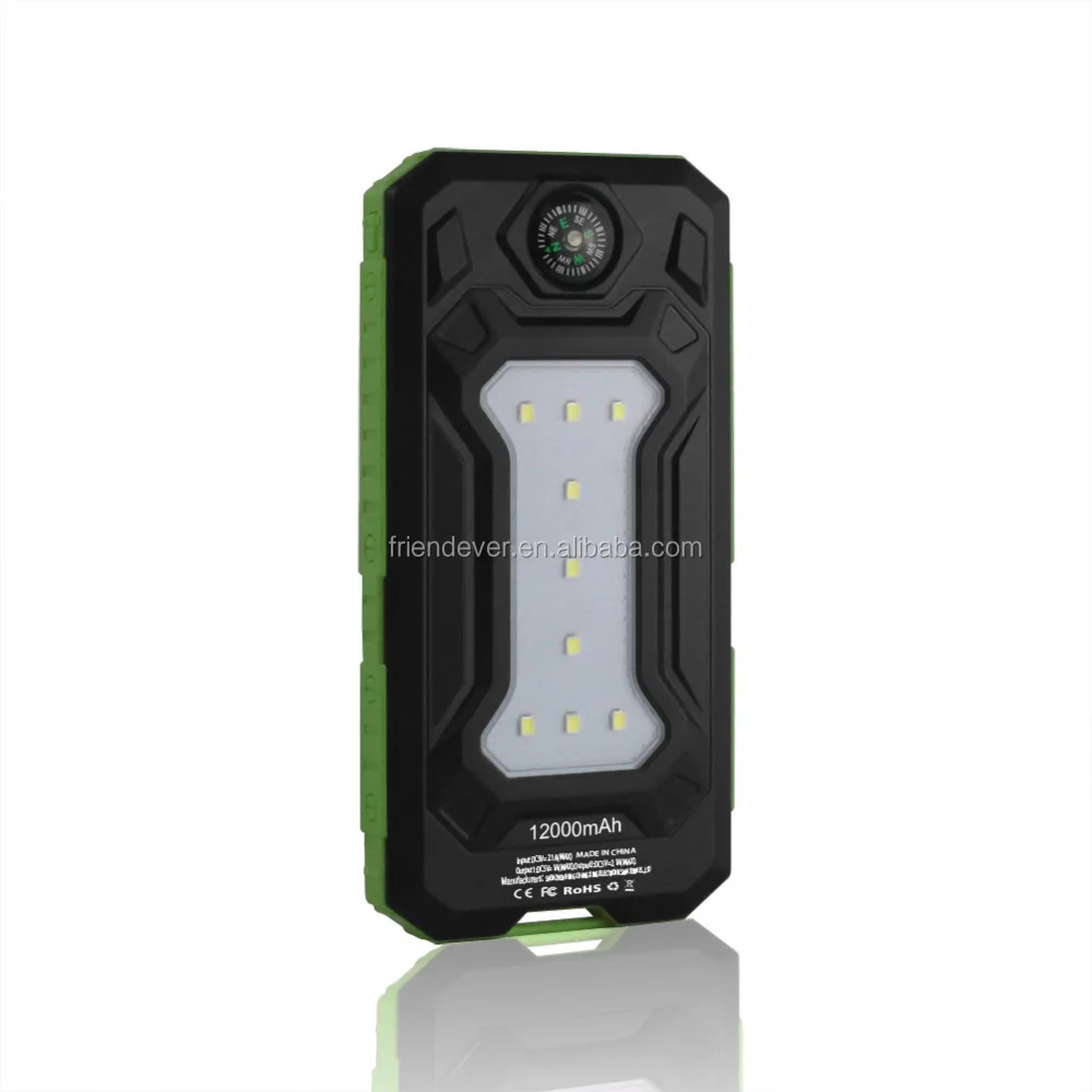 Outdoor camping power bank charger, solar power bank 12000mah
