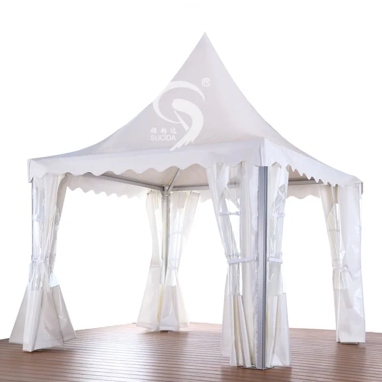 5x5m High Peak White PVC Clear Windows Garden Pagoda Tents For Sale