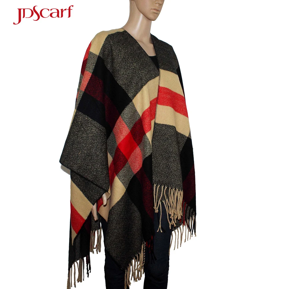 autumn-winter for women ponchos shawls plaid warm poncho