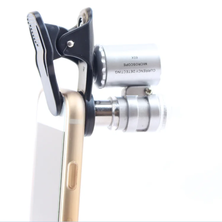 60x LED UV Illuminated Mini Pocket Microscope for Mobile Phone with Clip (BM-MG8050)