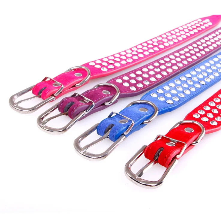Wholesale Rhinestone Bling PU Collar Necklace For dog collar making supplies