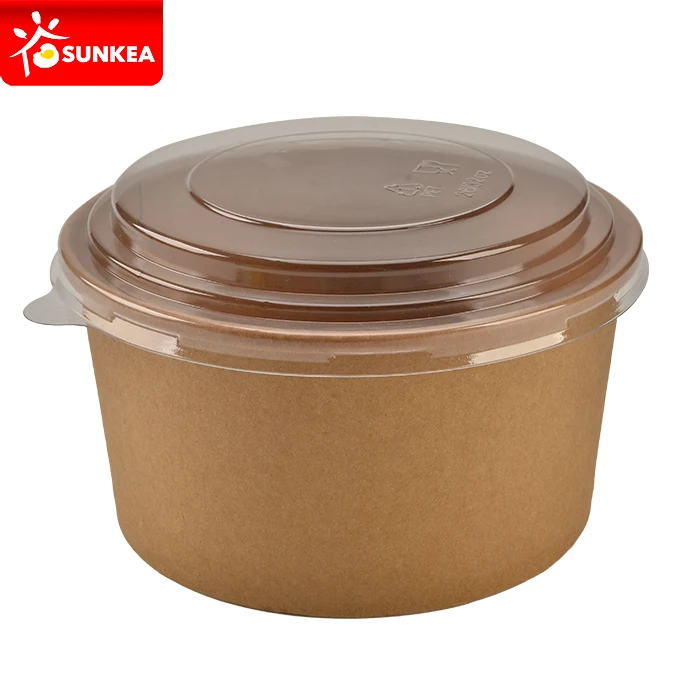 32oz 40oz PLA coating kraft salad paper bowl with lid