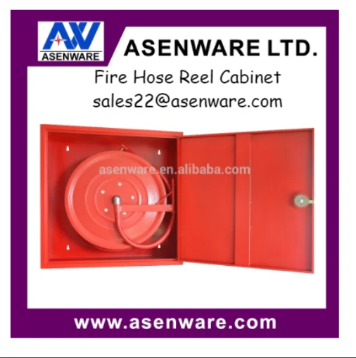 Fire Hose Reel Box cabinet with Red Painting Color 30m Reel for Building Project