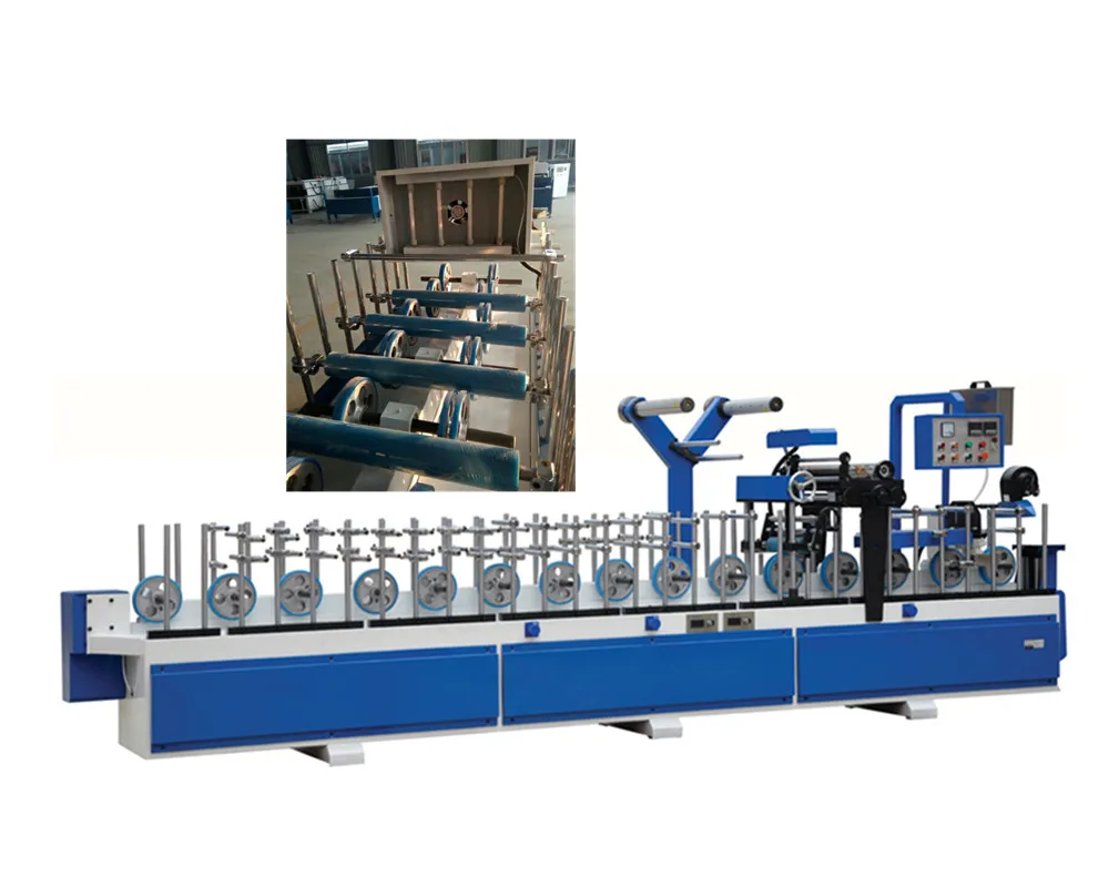 
New design Hot and cold glue Profile Wrapping Machine for PVC and Veneer 