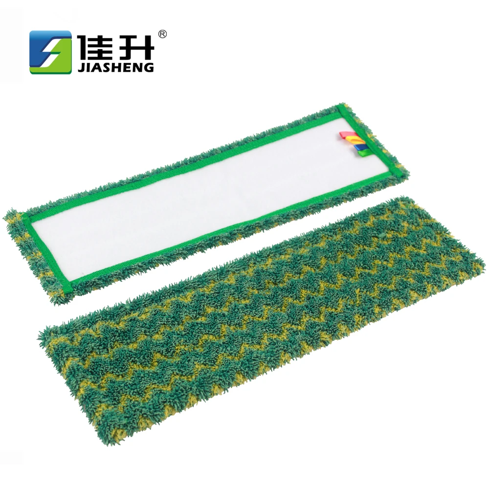 Commercial Zigzag Microfiber mop Pad with Scrubber and hook and loop fastener back 18 Inches