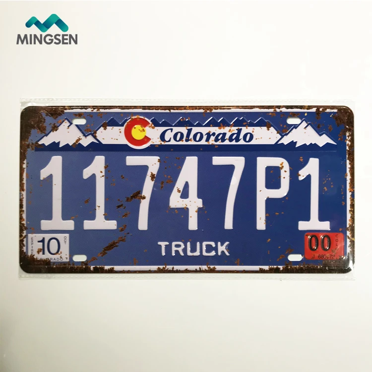 custom made tin metal advertising printing US flag car license plate