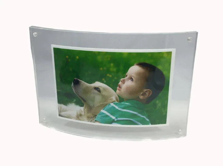 Clear Acrylic Curved Photo Frame Magnet Picture Frame Mounted Double