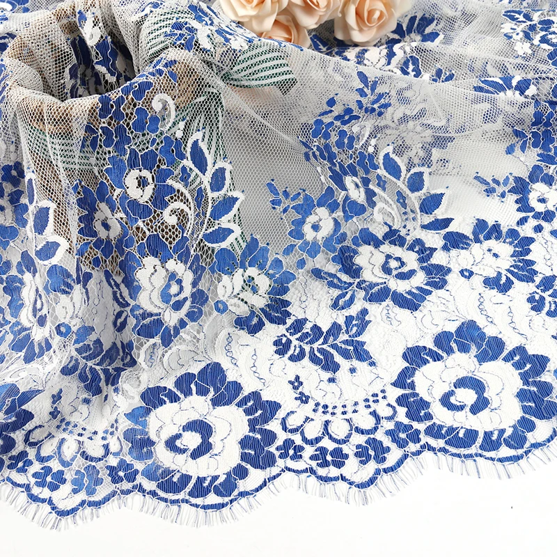 Hot sale quality beautiful breathable flower embroidery eyelash mesh fabric for clothing