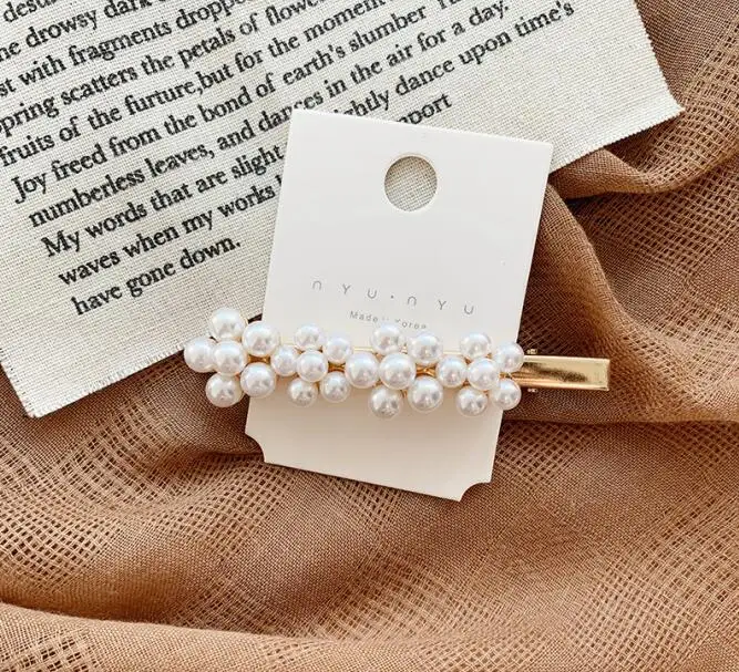 2019 New fanci multi designs gold hair clip korean pearl hairpin collections