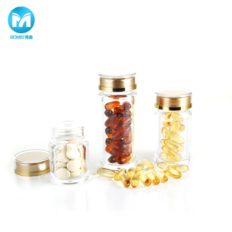 Acrylic Pill Bottle Plastic Canister Pill Container Medical Capsule Empty Bottle Pharmaceutical