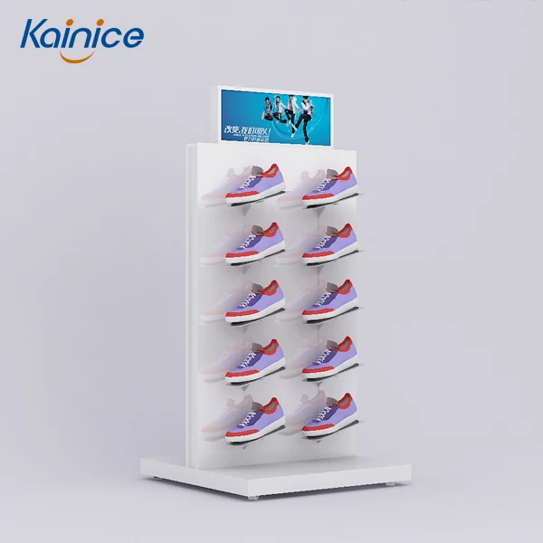 Kainan Wooden Single Side Designer Shoes Display Rack Commercia Sales Painting Shoe Store Display Racks Slipper Display Stand