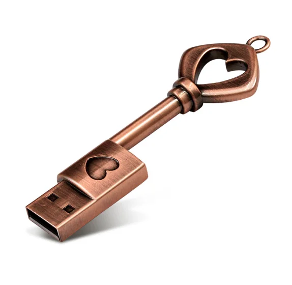 Classical Metal key heart shape usb flash drive metal memory key usb gift usb stick
