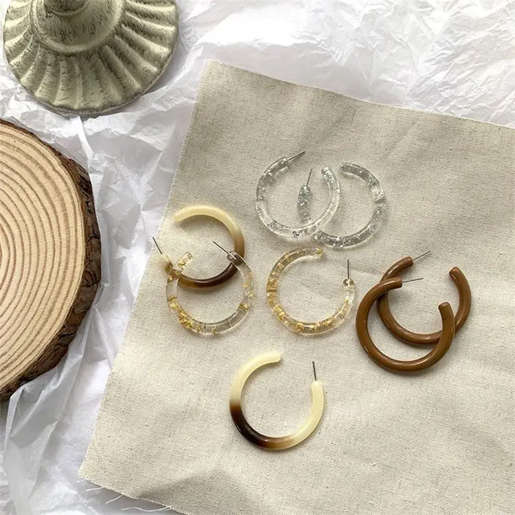 
Fashion New Fashion Acetate Geometric Hoop Earrings Jewelry Tortoise Shell Stud Earring For Women 