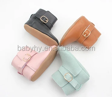Light Blue Ankle Genuine Leather Baby Christening Baptism Infant Booties for Sale