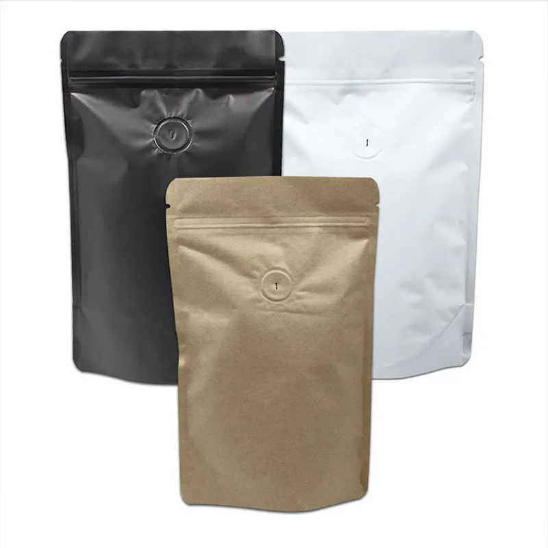 Wholesale Custom Printed Recyclable Doy Pack Coffee Packaging Bag Square Bottom Zipper Bags With Valve