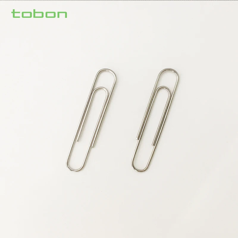 Nickel plated metal paperclips 33mm