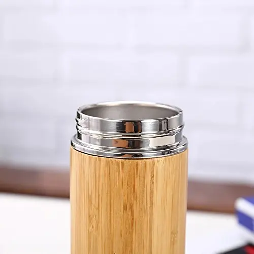 Bamboo Tumbler Insulated Thermos Vacuum Flasks & Thermoses Outdoor Travel Cup Stainless Steel Food Contact Safe Straight Cup
