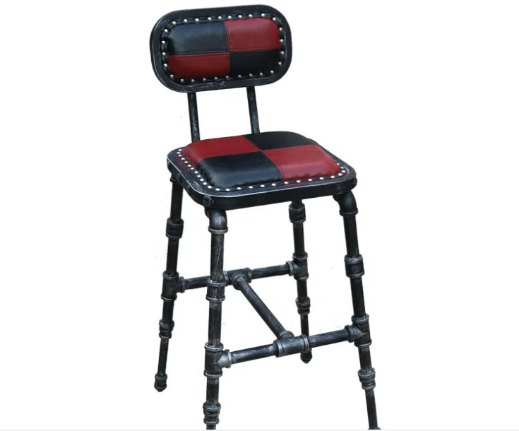 Creative iron high footrest bar stool chair american industrial retro high bar chair